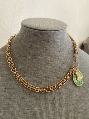 Plunder Long Gold Tone Chain Necklace